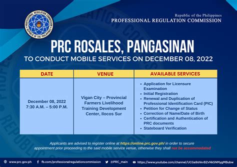 prc rosales, pangasinan online appointment|LERIS .